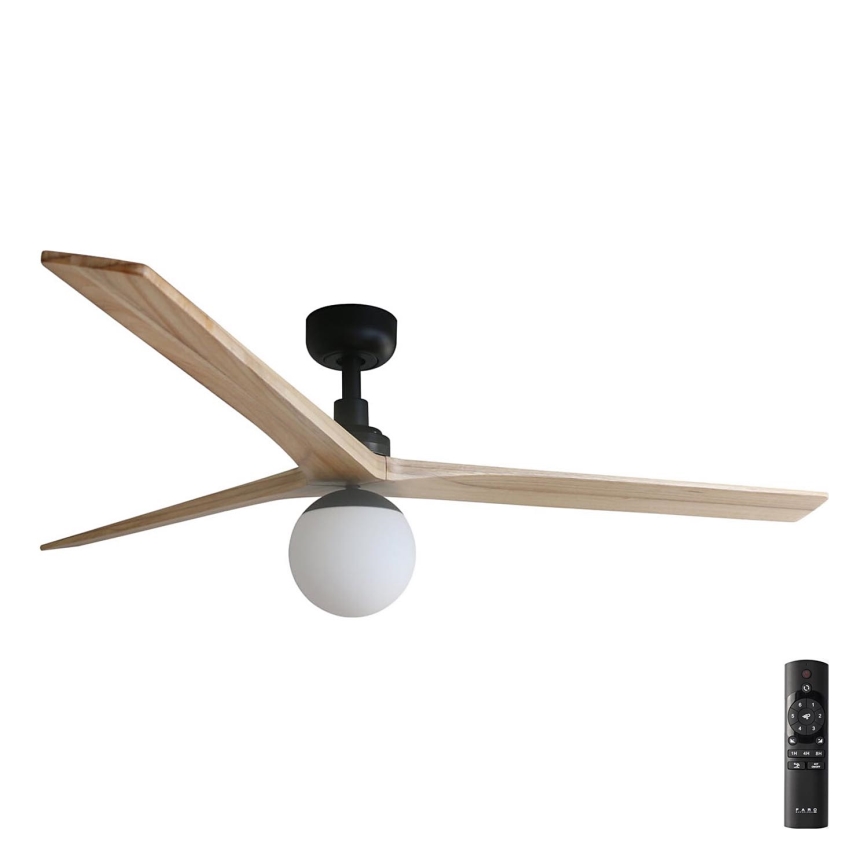 FARO 34282-11L - Kattotuuletin KLIM L 1xE27/15W/230V puu/musta halkaisija 150 cm + kauko-ohjaus