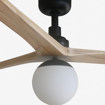 FARO 34282-11L - Kattotuuletin KLIM L 1xE27/15W/230V puu/musta halkaisija 150 cm + kauko-ohjaus