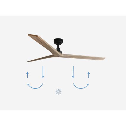 FARO 34282 - Kattotuuletin KLIM L mänty/musta halkaisija 150 cm + kauko-ohjaus