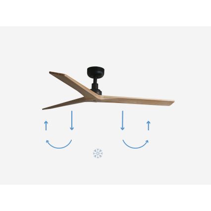 FARO 34283 - Kattotuuletin KLIM M mänty/musta halkaisija 125 cm + kauko-ohjaus