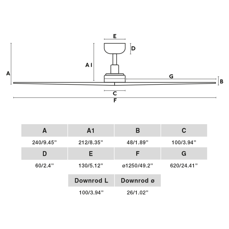 FARO 34283 - Kattotuuletin KLIM M mänty/musta halkaisija 125 cm + kauko-ohjaus