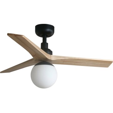 FARO 34284WT-11L - Kattotuuletin KLIM S 1xE27/15W/230V mänty/musta halkaisija 92,5 cm Wi-Fi Tuya + kauko-ohjaus
