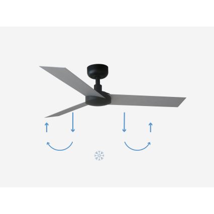 FARO 34285 - Kattovalo CRUISER S musta halkaisija 106 cm + kauko-ohjaus
