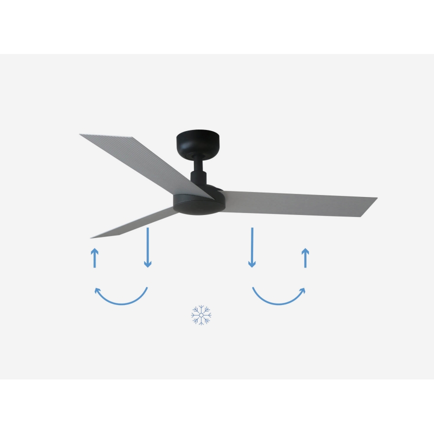 FARO 34285 - Kattovalo CRUISER S musta halkaisija 106 cm + kauko-ohjaus