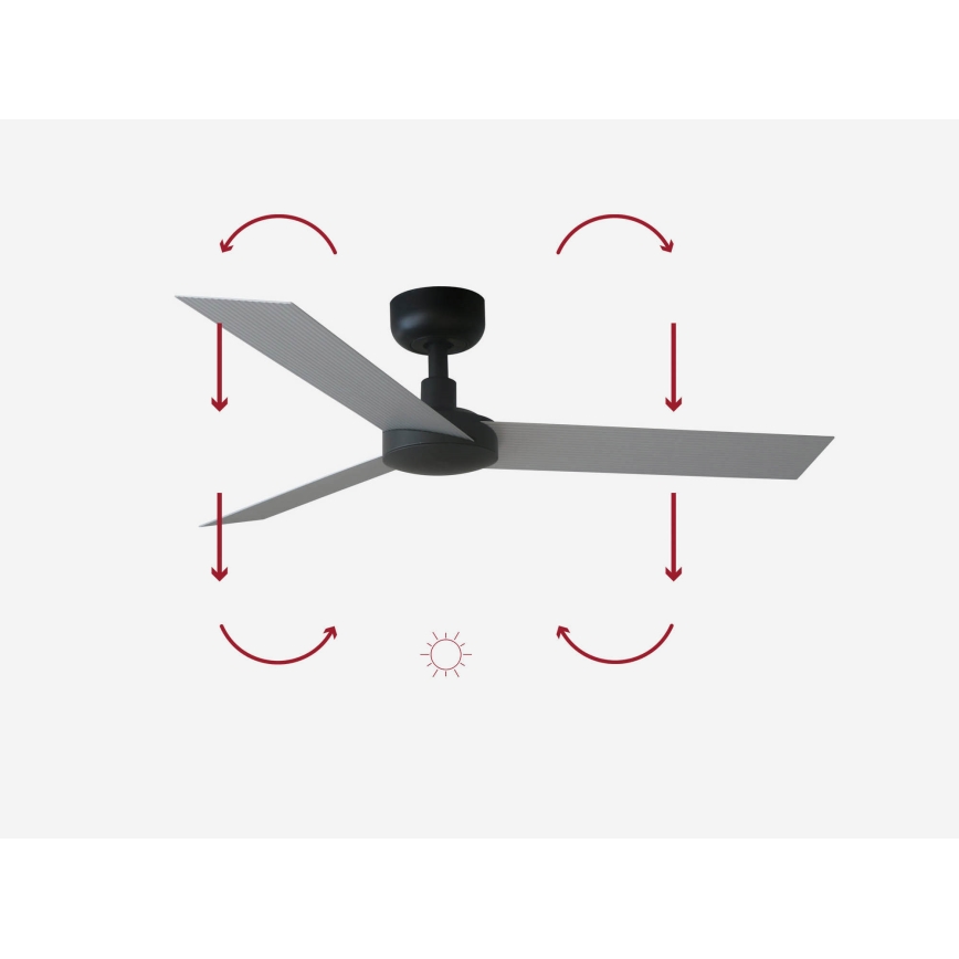FARO 34285 - Kattovalo CRUISER S musta halkaisija 106 cm + kauko-ohjaus