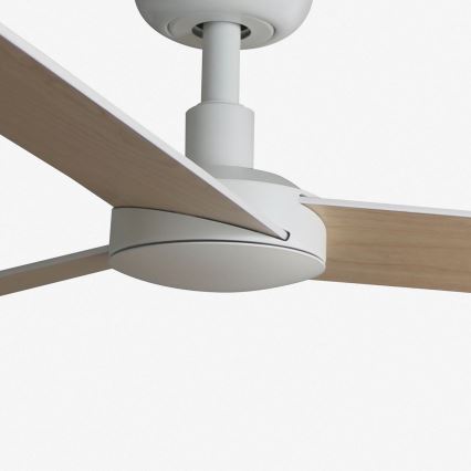 FARO 34295WT - Kattotuuletin RUDDER S valkoinen/beige halkaisija 106 cm Wi-Fi Tuya + kauko-ohjaus