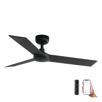 FARO 34296WP - Kattotuuletin RUDDER S musta halkaisija 106 cm SMART + kauko-ohjaus