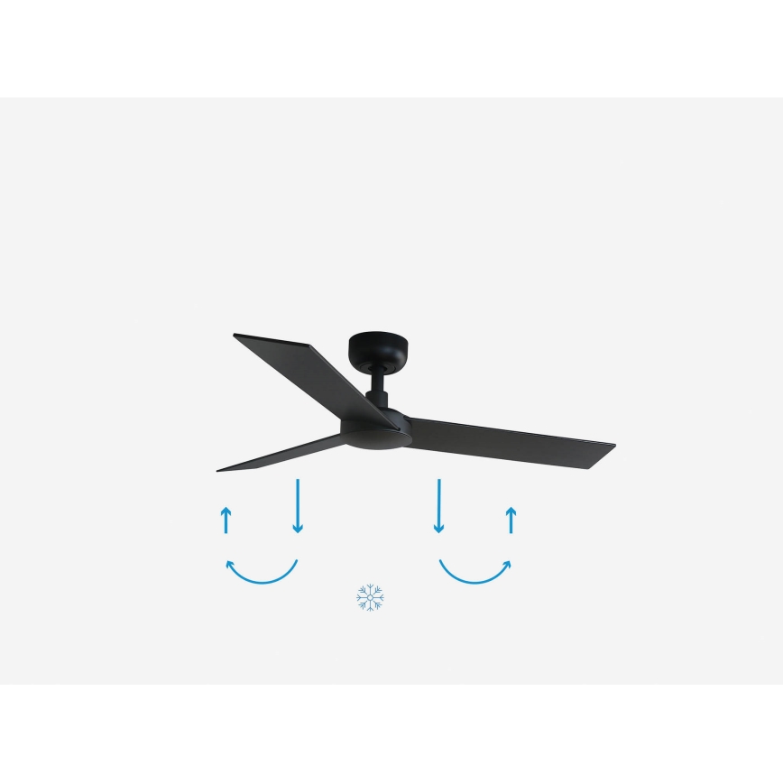 FARO 34296WP - Kattotuuletin RUDDER S musta halkaisija 106 cm SMART + kauko-ohjaus