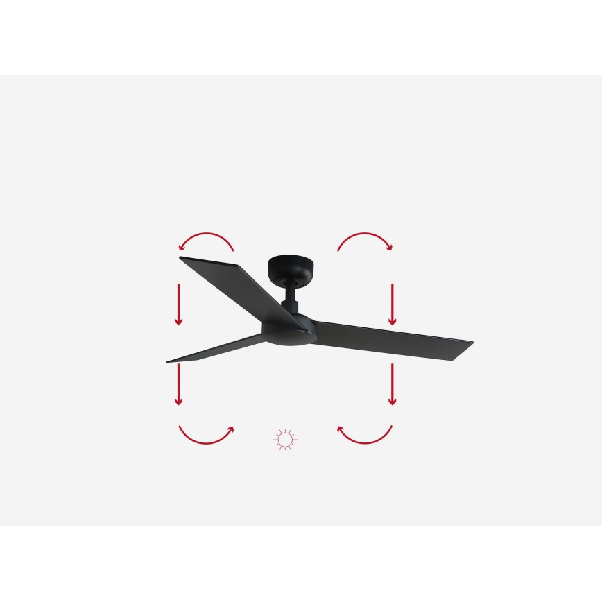 FARO 34296WP - Kattotuuletin RUDDER S musta halkaisija 106 cm SMART + kauko-ohjaus