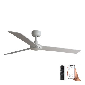 FARO 34297WP - Kattotuuletin RUDDER L valkoinen halkaisija 132 cm SMART + kauko-ohjaus