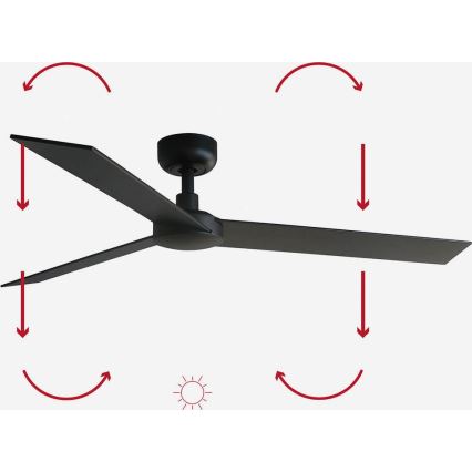 FARO 34298WP - Kattotuuletin RUDDER L musta halkaisija 132 cm SMART + kauko-ohjaus