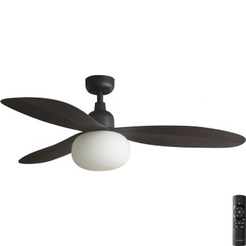 FARO 34301-11L - Kattotuuletin PALMA 1xE27/15W/230V ruskea halkaisija 129 cm IP44 + kauko-ohjaus