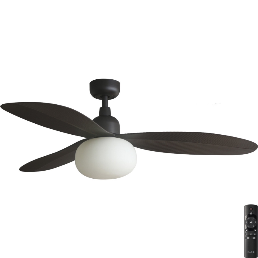 FARO 34301-11L - Kattotuuletin PALMA 1xE27/15W/230V ruskea halkaisija 129 cm IP44 + kauko-ohjaus
