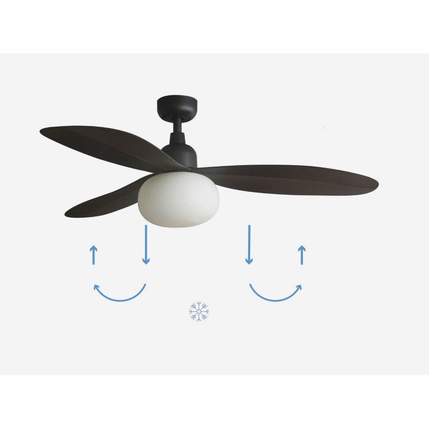 FARO 34301-11L - Kattotuuletin PALMA 1xE27/15W/230V ruskea halkaisija 129 cm IP44 + kauko-ohjaus