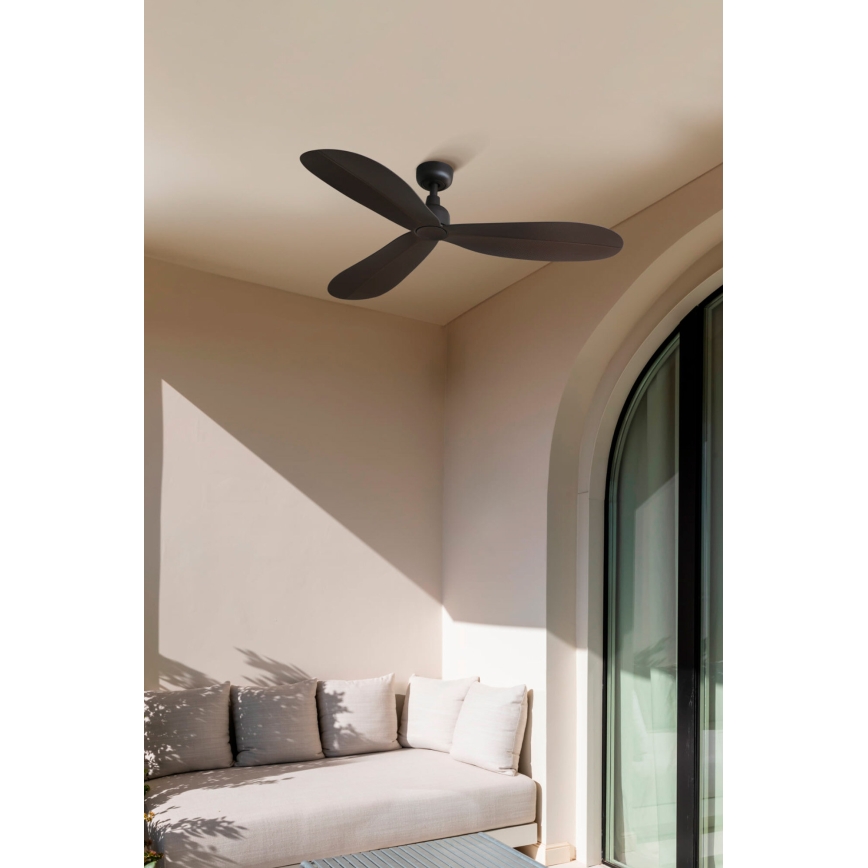 FARO 34301 - Kattotuuletin PALMA ruskea halkaisija 129 cm IP44 + kauko-ohjaus