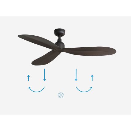 FARO 34301 - Kattotuuletin PALMA ruskea halkaisija 129 cm IP44 + kauko-ohjaus