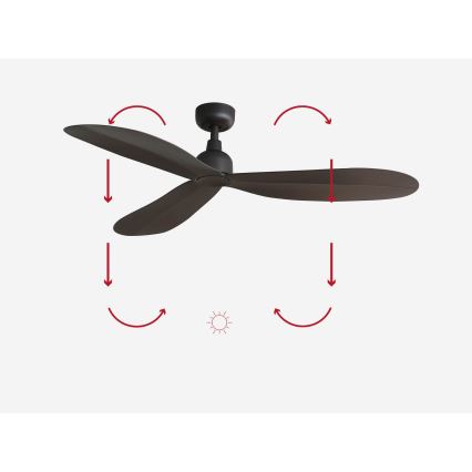 FARO 34301 - Kattotuuletin PALMA ruskea halkaisija 129 cm IP44 + kauko-ohjaus