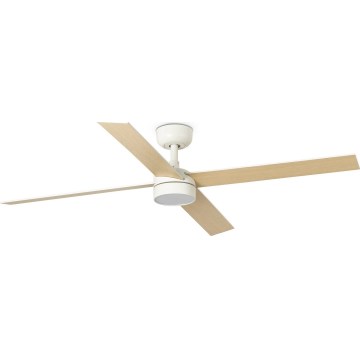FARO 34355WT-1TW - LED-himmennettävä kattotuuletin RUDDER L LED/18W/230V 2700/4350/6000K valkoinen/beige d. 132 cm Wi-Fi Tuya + kaukosäädin