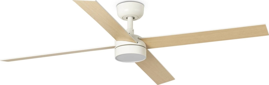 FARO 34355WT-1TW - LED-himmennettävä kattotuuletin RUDDER L LED/18W/230V 2700/4350/6000K valkoinen/beige d. 132 cm Wi-Fi Tuya + kaukosäädin