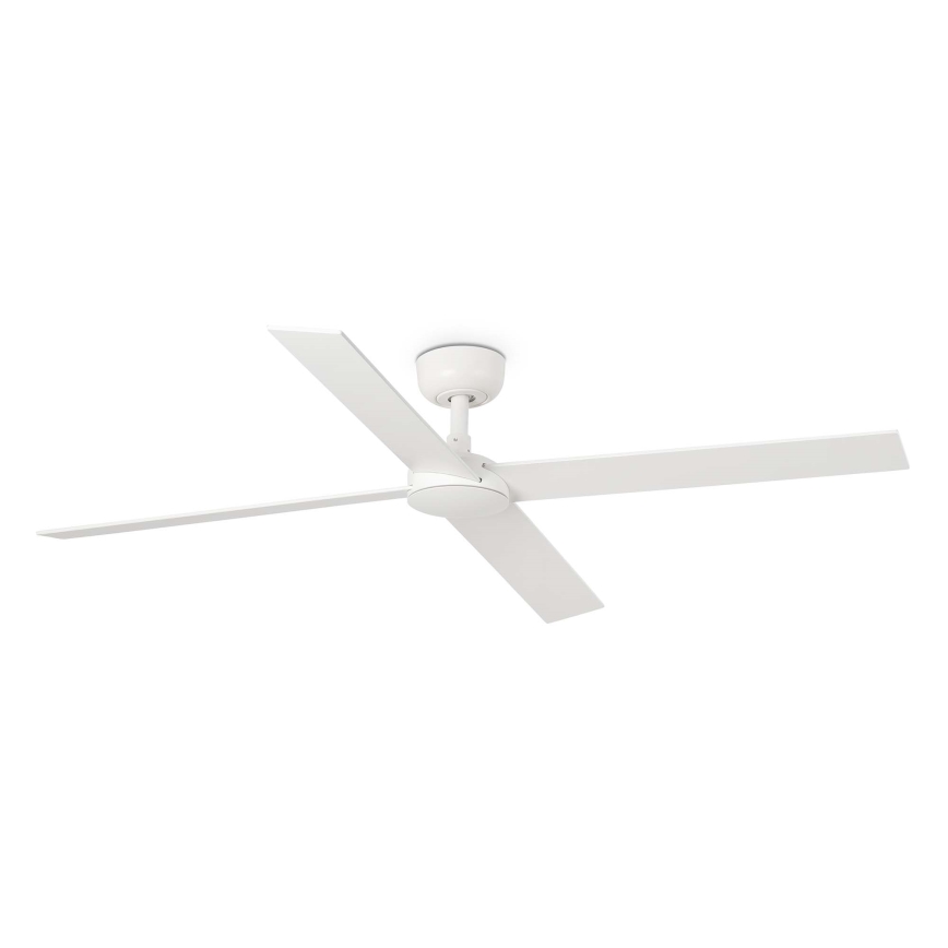 FARO 34355WT - Kattotuuletin RUDDER L valkoinen/beige halkaisija 132 cm Wi-Fi Tuya + kauko-ohjaus