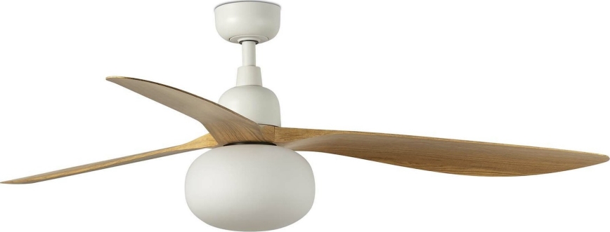 FARO 34361WT-11L - Kattotuuletin OUTWOOD L 1xE27/15W/230V ruskea/valkoinen halkaisija 150 cm Wi-Fi Tuya IP44 + kauko-ohjaus