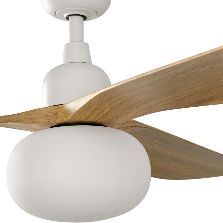 FARO 34361WT-11L - Kattotuuletin OUTWOOD L 1xE27/15W/230V ruskea/valkoinen halkaisija 150 cm Wi-Fi Tuya IP44 + kauko-ohjaus