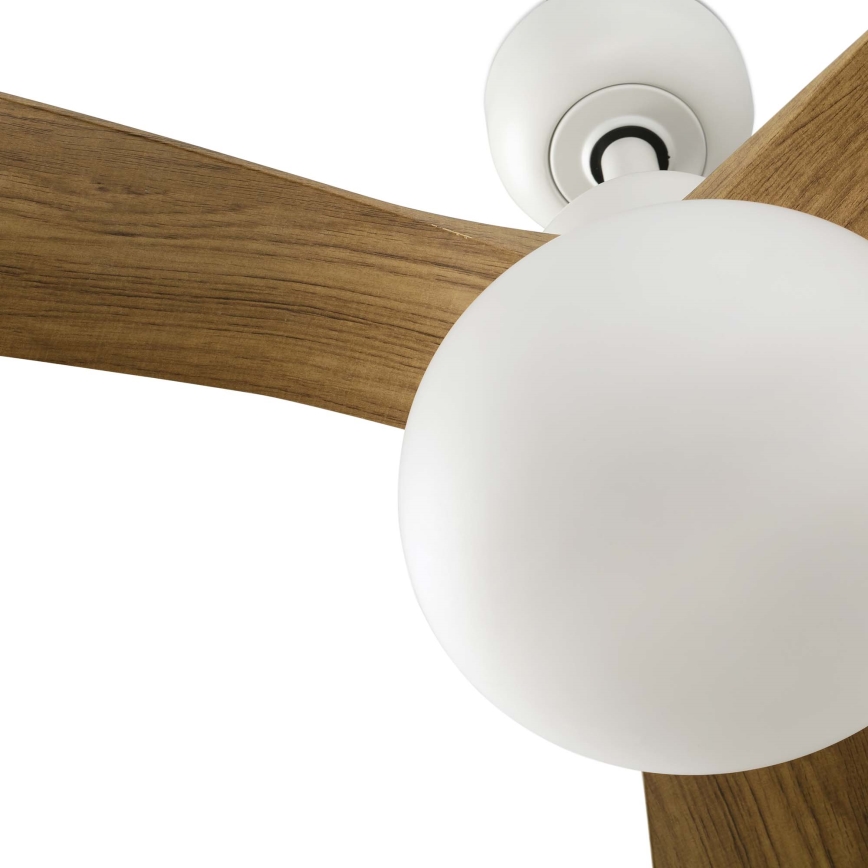 FARO 34361WT-11L - Kattotuuletin OUTWOOD L 1xE27/15W/230V ruskea/valkoinen halkaisija 150 cm Wi-Fi Tuya IP44 + kauko-ohjaus