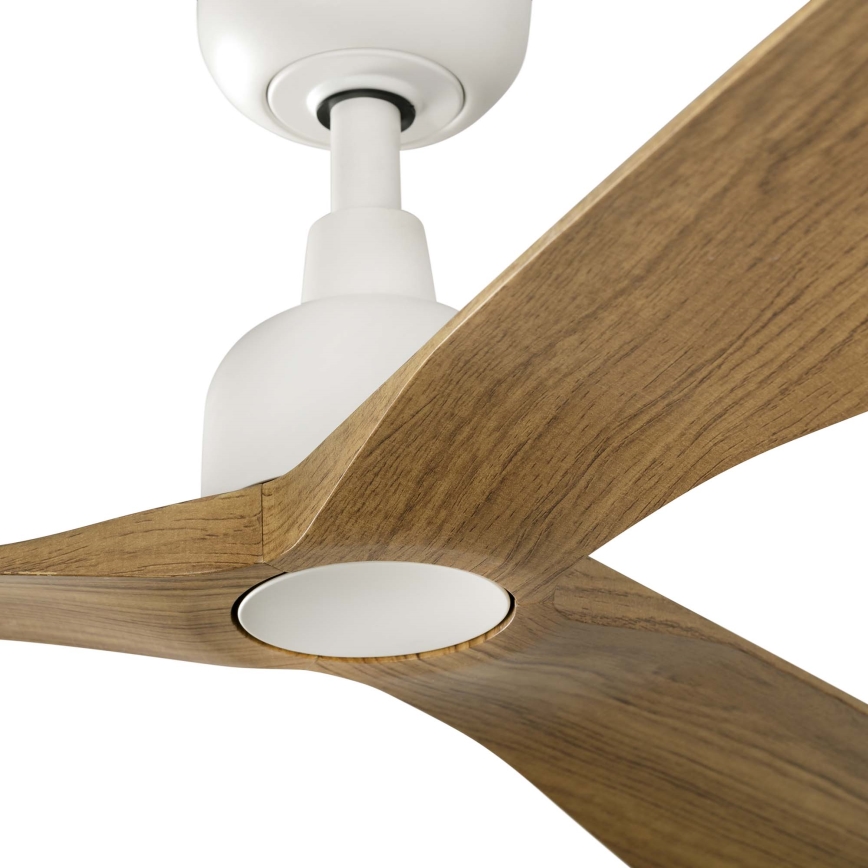 FARO 34361WT - Kattotuuletin OUTWOOD L ruskea/valkoinen halkaisija 150 cm Wi-Fi Tuya IP44 + kauko-ohjaus