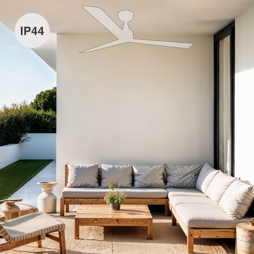 FARO 34362WT-11L - Kattotuuletin OUTWOOD L 1xE27/15W/230V ruskea/musta halkaisija 150 cm Wi-Fi Tuya IP44 + kauko-ohjaus