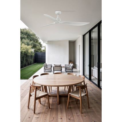 FARO 34363WT - Kattotuuletin OUTWOOD L valkoinen halkaisija 150 cm Wi-Fi Tuya IP44 + kauko-ohjaus