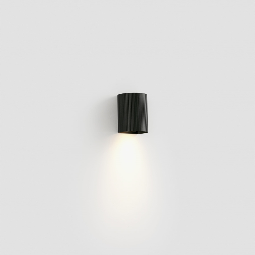 FARO 40527 - Seinävalaisin SOLE 1xGU10/8W/230V musta aallotettu pyöreä