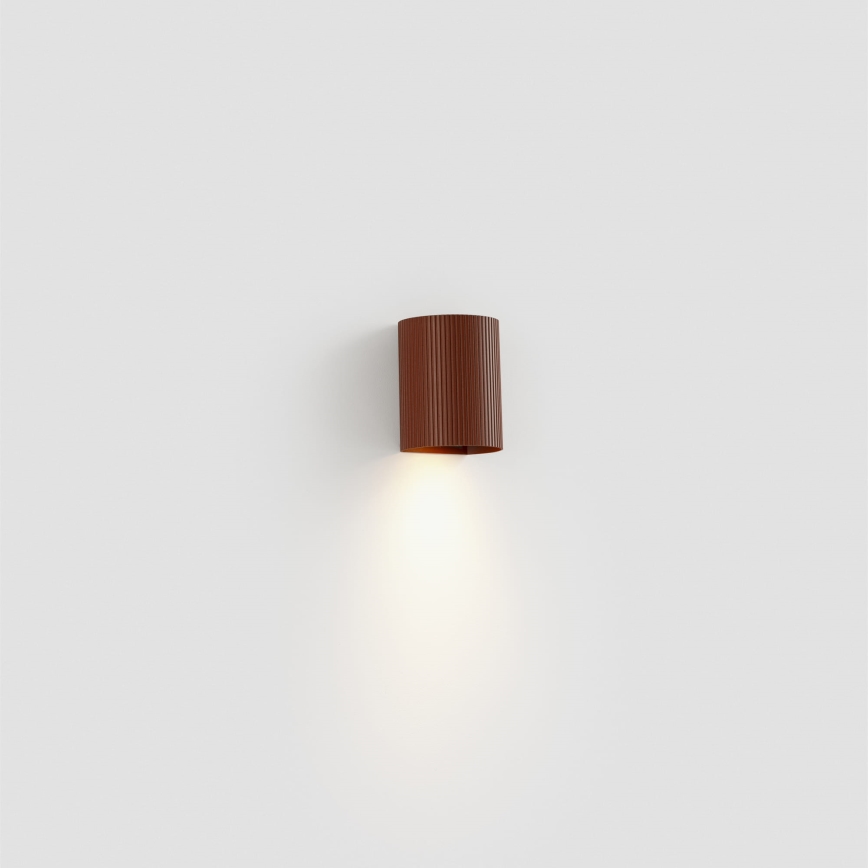 FARO 40529 - Seinävalaisin SOLE 1xGU10/8W/230V tiili aallotettu pyöreä