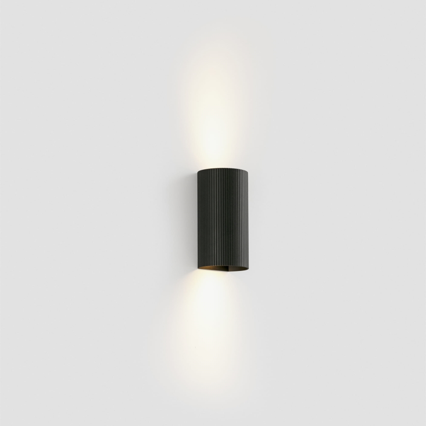 FARO 40543 - Seinävalaisin SOLE 2xGU10/8W/230V musta aallotettu pyöreä
