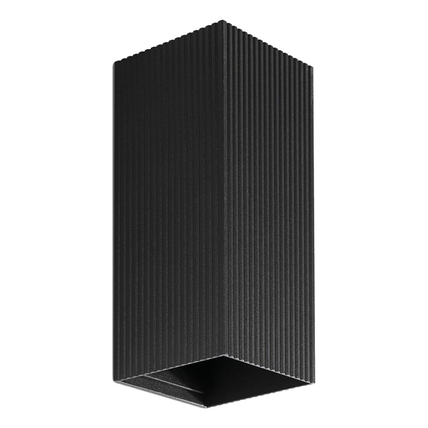 FARO 40566 - Seinävalaisin SOLE 2xGU10/8W/230V musta aallotettu kulmikas