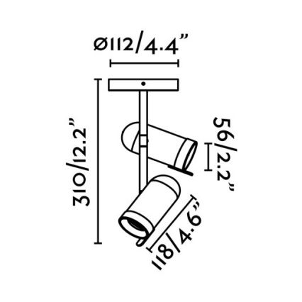 Faro 43534 - Kohdevalo ORLEANS 2xGU10/8W/230V hopea/musta