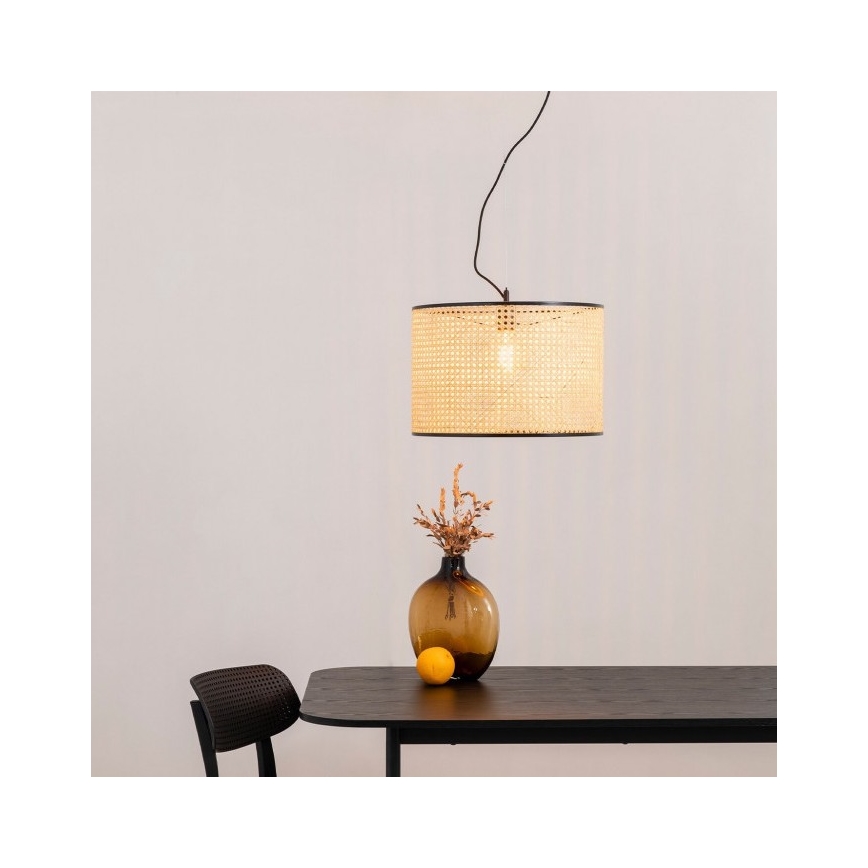 FARO 64314-48 - Kattokruunu johdossa MAMBO 1xE27/15W/230V rottinki/musta