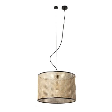 FARO 64314-49 - Kattokruunu johdossa MAMBO 1xE27/15W/230V d. 45 cm rottinki/musta