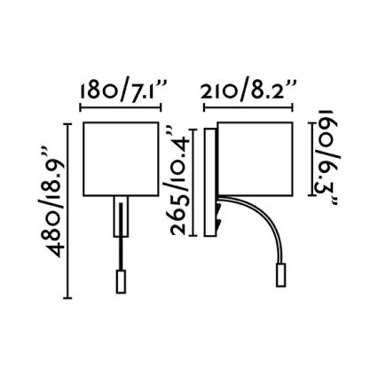Faro 64323 - LED-seinävalaisin TIRA 1xE27/15W + LED/3W/230V