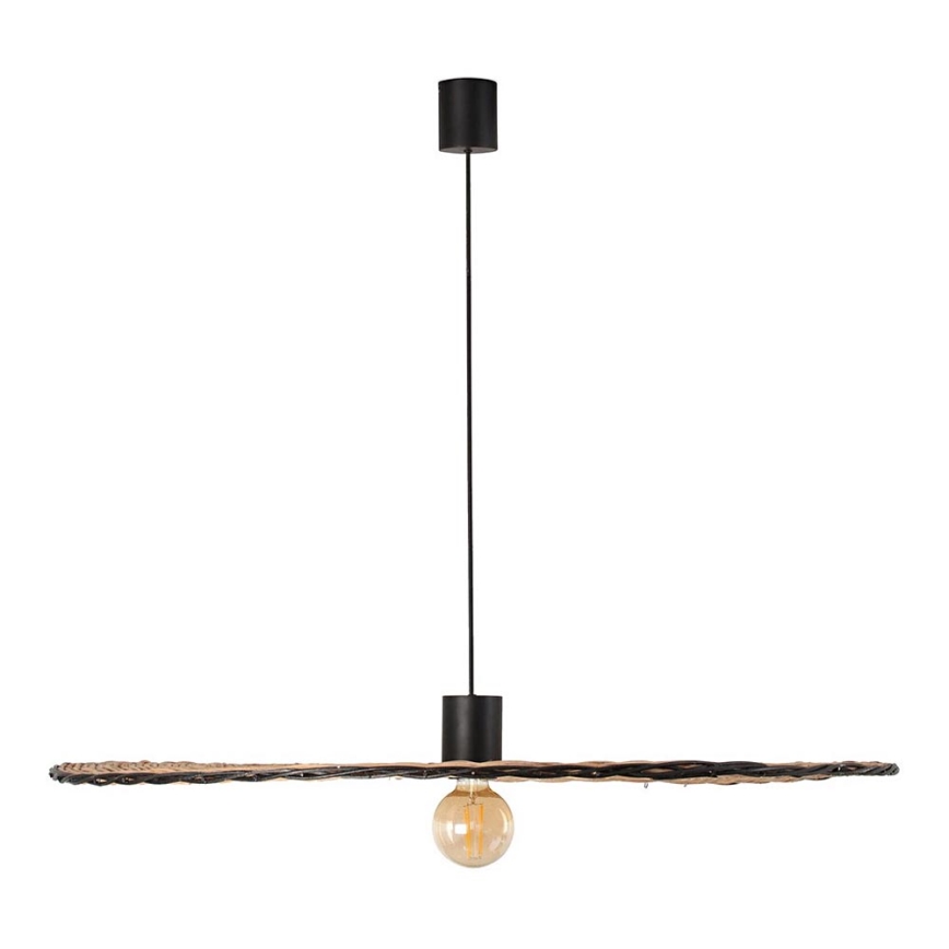 FARO 68590-70 - Kattokruunu johdossa COSTAS 1xE27/15W/230V d. 100 cm musta/rottinki