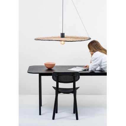 FARO 68590-70 - Kattokruunu johdossa COSTAS 1xE27/15W/230V d. 100 cm musta/rottinki