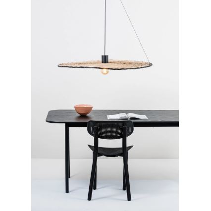 FARO 68590-70 - Kattokruunu johdossa COSTAS 1xE27/15W/230V d. 100 cm musta/rottinki