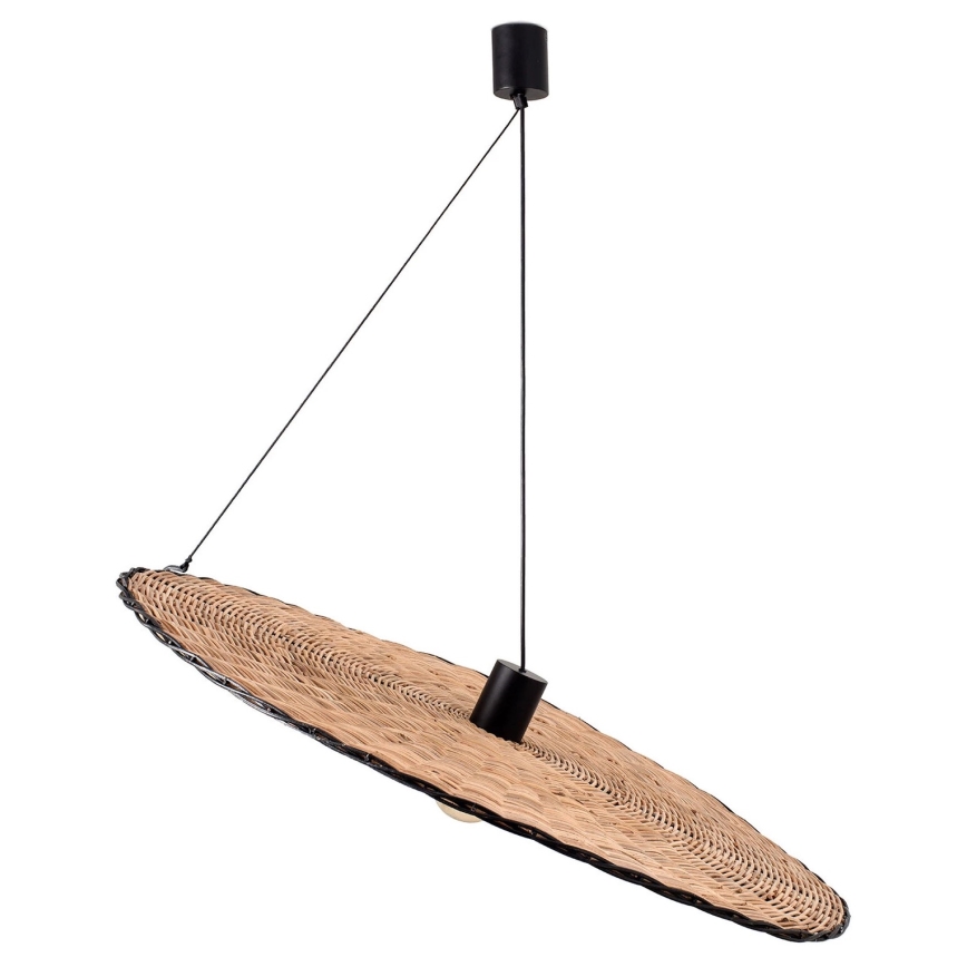 FARO 68590-70 - Kattokruunu johdossa COSTAS 1xE27/15W/230V d. 100 cm musta/rottinki