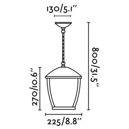 FARO 75002 - Ulkokattokruunu ketjulla WILMA 1xE27/100W/230V IP44