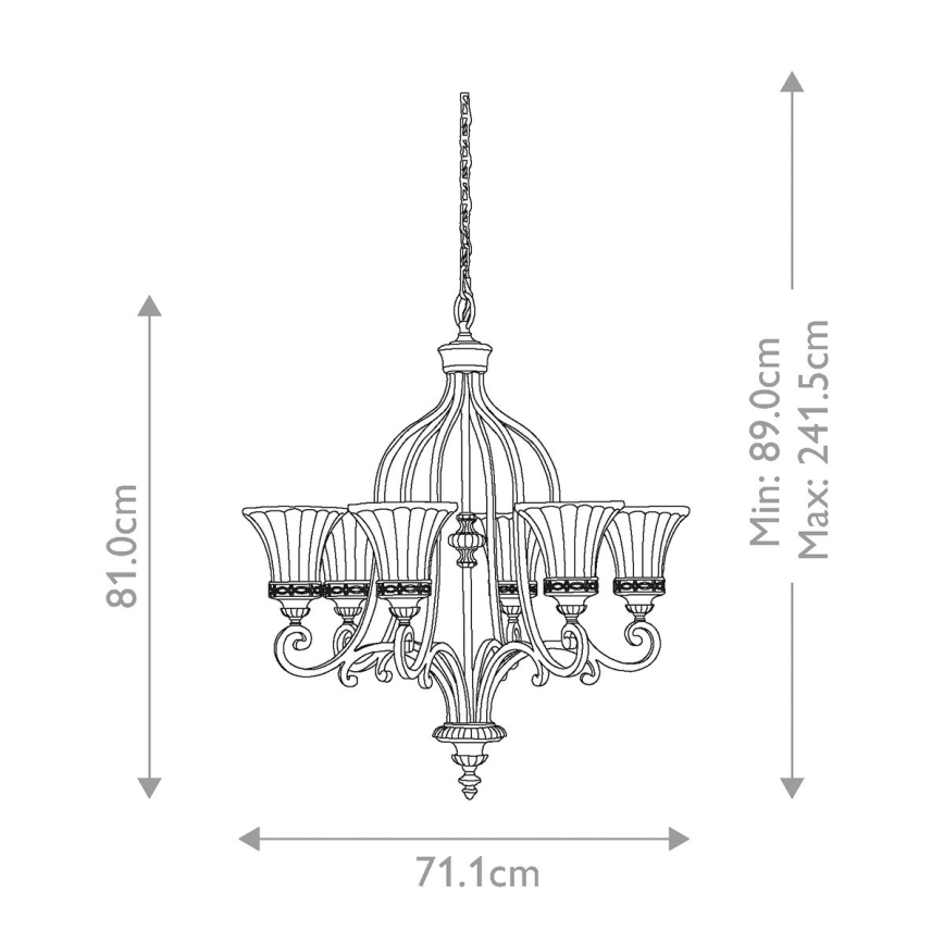 Feiss - Kattokruunu ketjussa DRAWING ROOM 6xE27/60W/230V