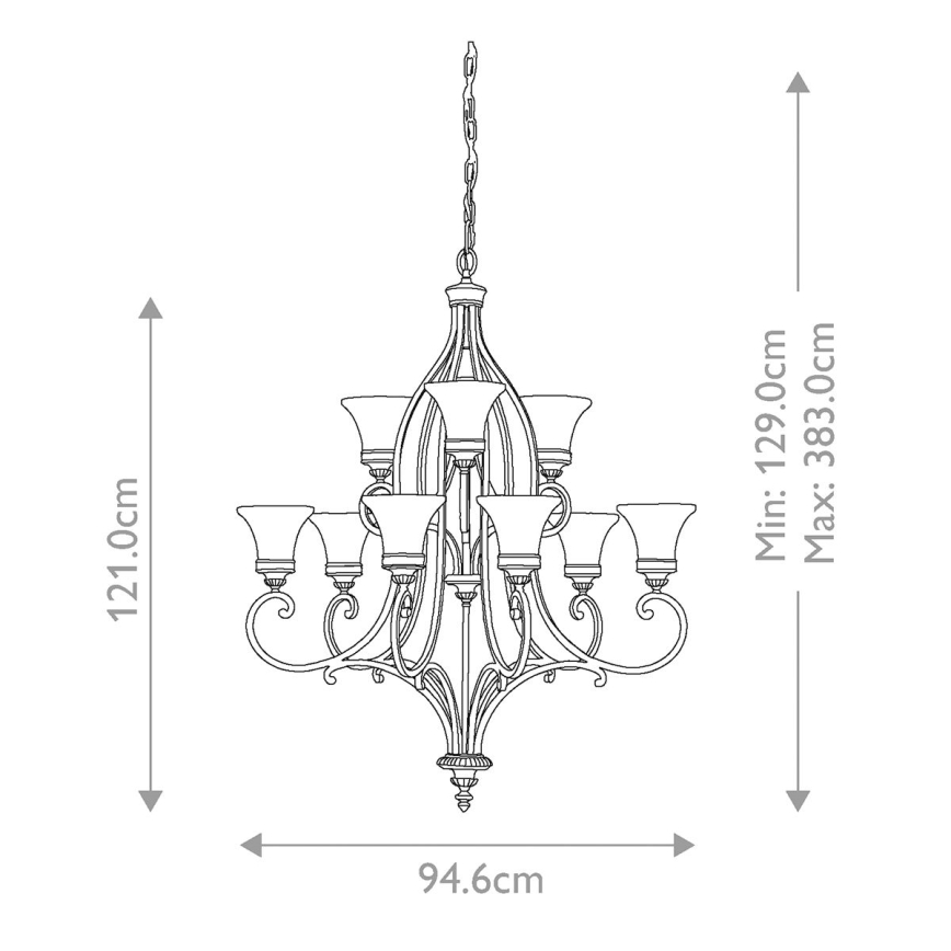 Feiss - Kattokruunu ketjussa DRAWING ROOM 9xE27/60W/230V