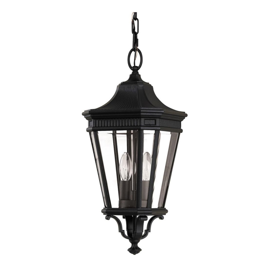 Feiss - Kattokruunu ulkokäyttöön ketjussa COTSWOLD LANE 2xE14/60W/230V IP23 musta
