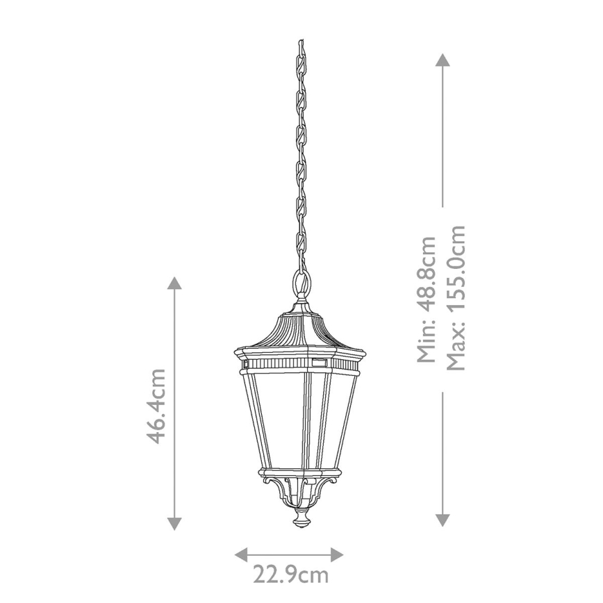 Feiss - Kattokruunu ulkokäyttöön ketjussa COTSWOLD LANE 2xE14/60W/230V IP23 musta