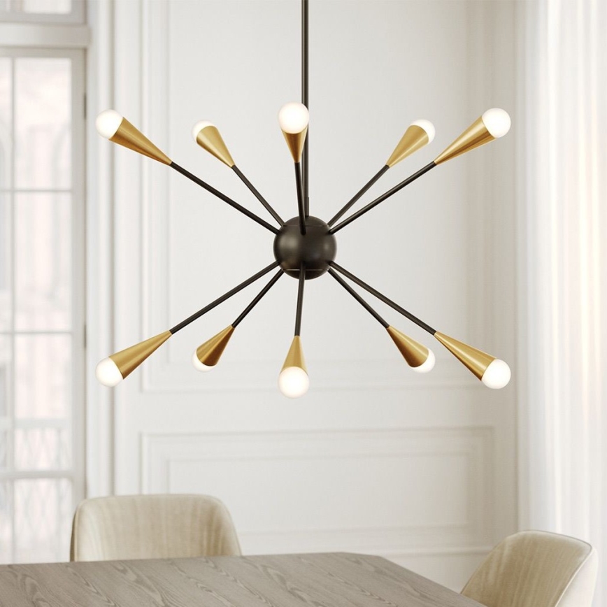 Feiss - LED-riipuskattokruunu JAX 10xG9/3W/230V musta/kulta
