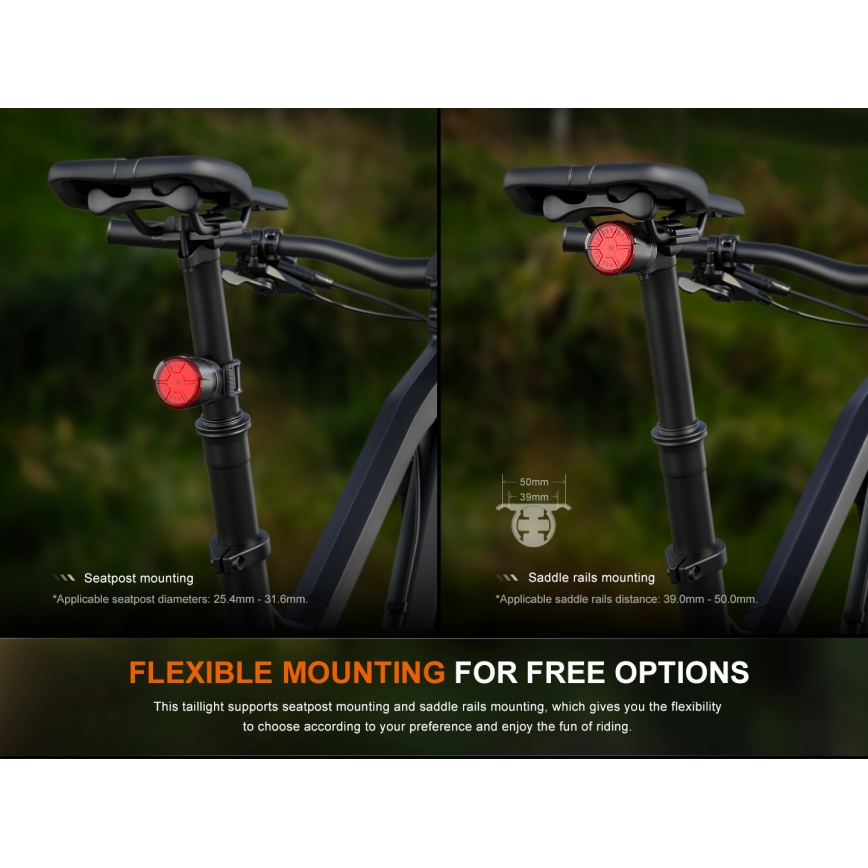 Fenix BC06R - LED Himmennettävä ladattava pyörän valo LED/USB IP66 90 lm 24,5 h