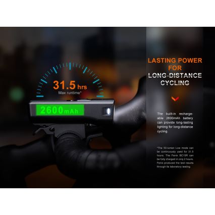 Fenix BC15R - LED Himmennettävä ladattava pyörän valo LED/USB IP66 400 kiiltävä 31,5 h 2600 mAh